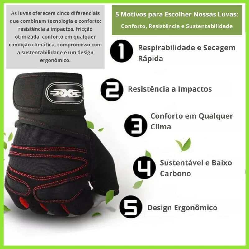 Luvas de Academia Unissex com Munhequeira – Perfeitas para Musculação, Treino de Força, Ciclismo e Exercícios com Proteção Antichoque!