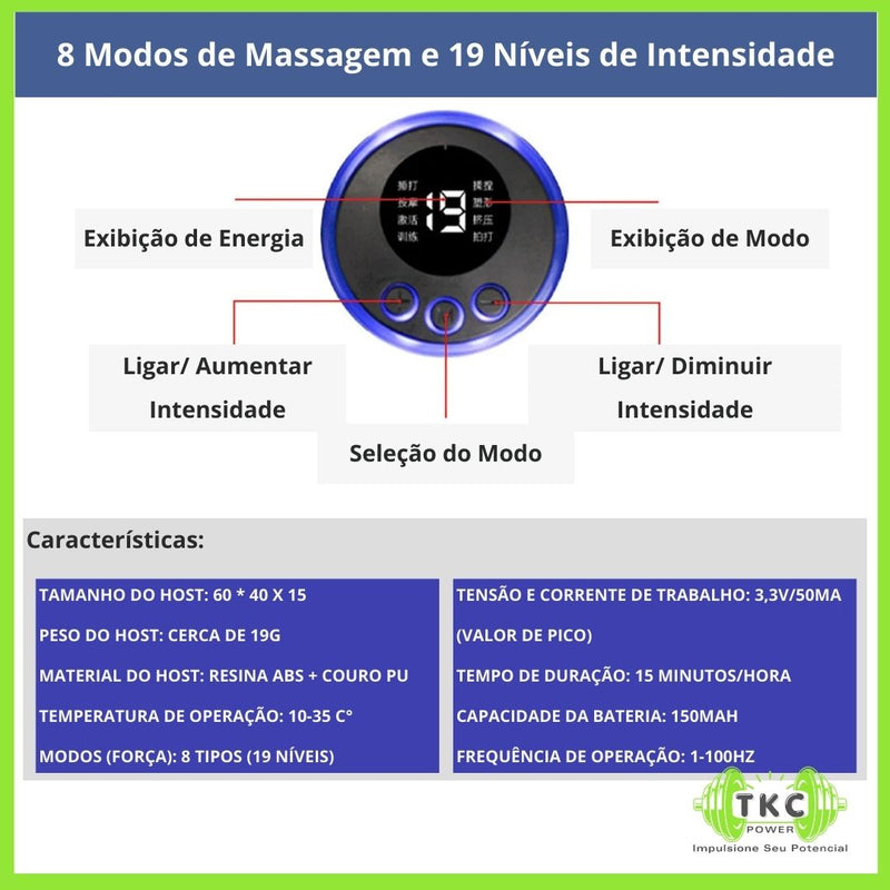 Massageador Cervical Elétrico com Pulso EMS – Alívio para Pescoço e Costas com Estimulação Muscular TENS