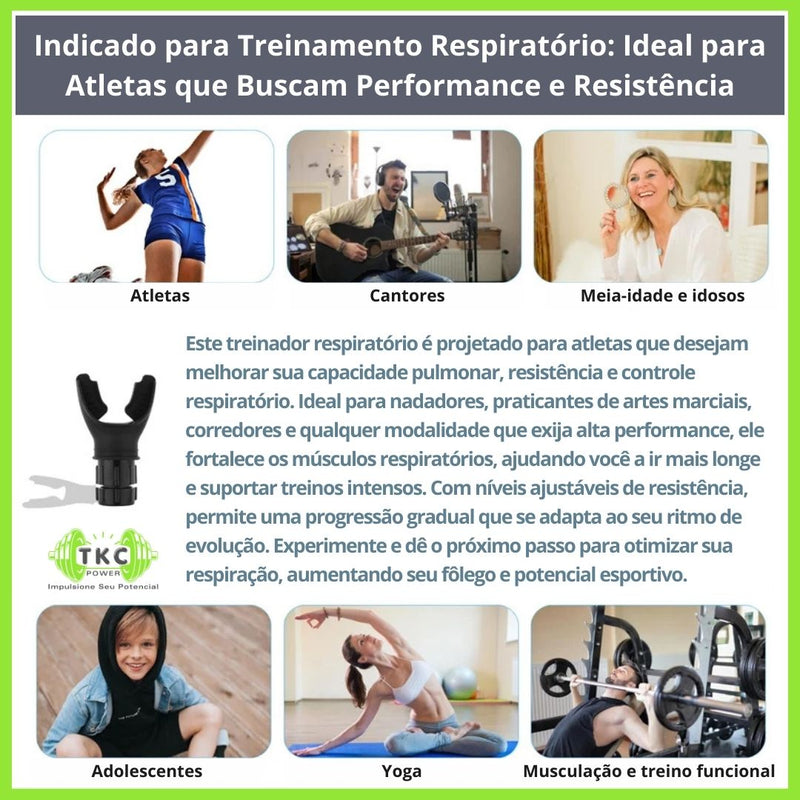 Treinador Respiratório Ajustável para Capacidade Pulmonar – Exercitador Durável de Fitness para Fortalecimento dos Pulmões e Respiração Profunda