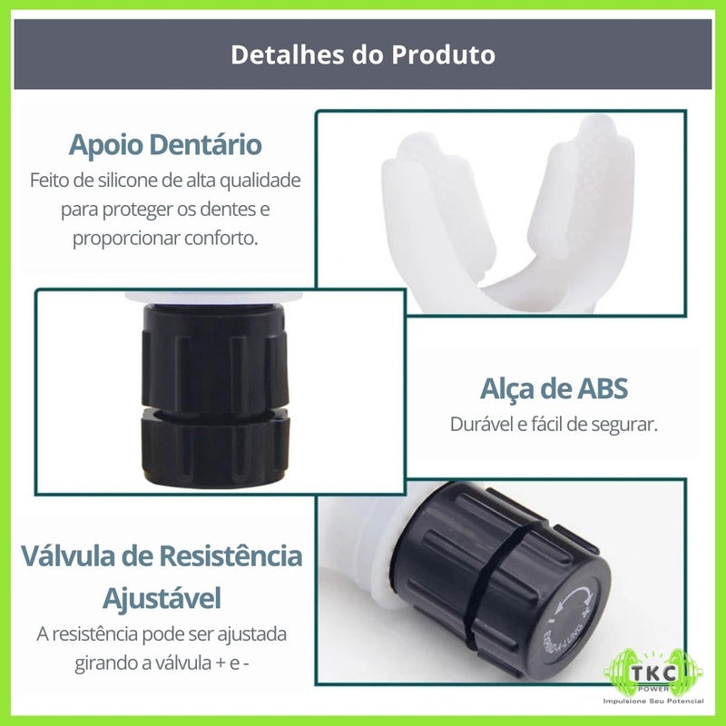 Treinador Respiratório Ajustável para Capacidade Pulmonar – Exercitador Durável de Fitness para Fortalecimento dos Pulmões e Respiração Profunda