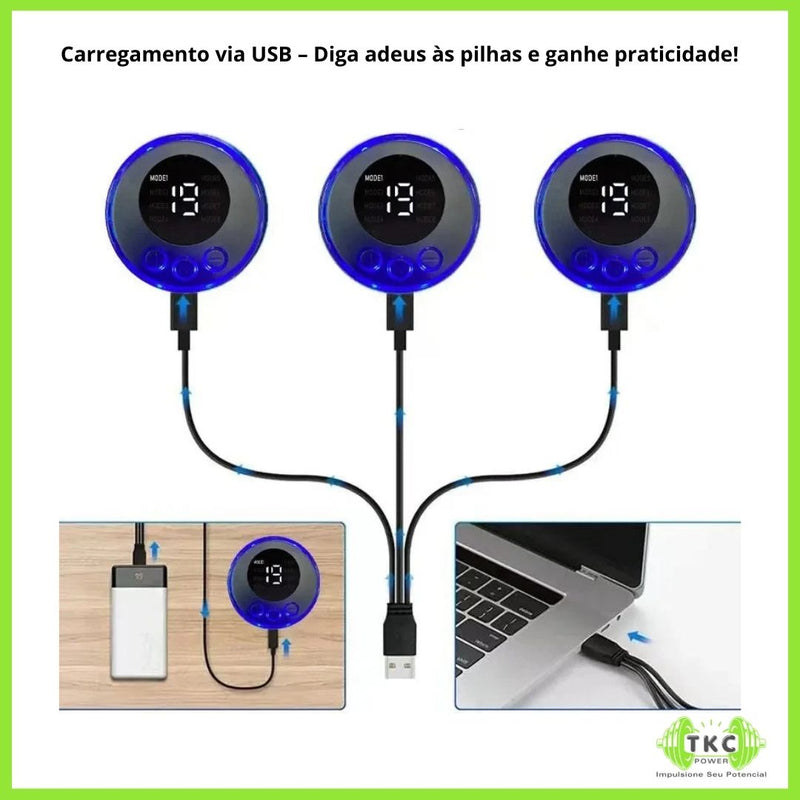 EMS Estimulador Muscular USB Recarregável 3 em 1 – Treinamento Abdominal e Corporal