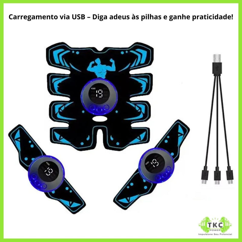 EMS Estimulador Muscular USB Recarregável 3 em 1 – Treinamento Abdominal e Corporal