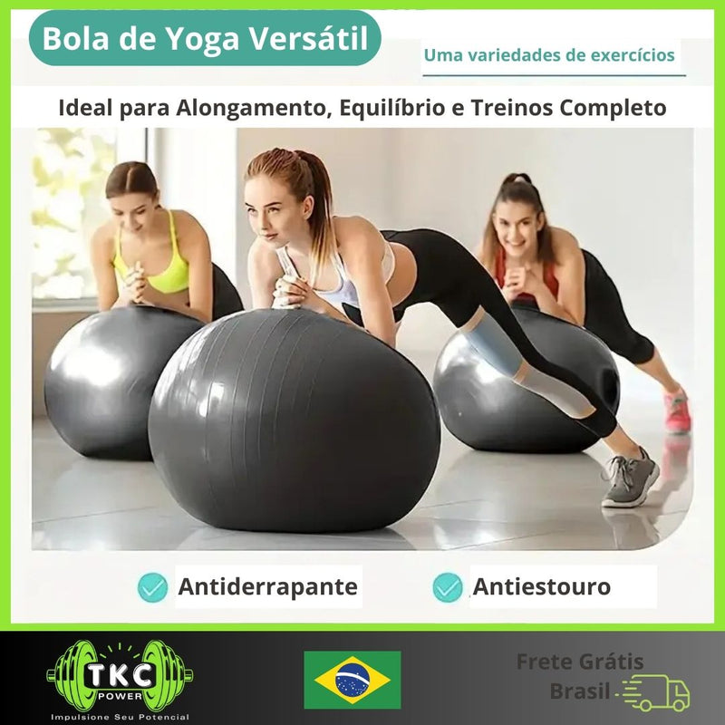 Bola de Yoga Antiestouro para Pilates e Fitness 65cm – Ideal para Treinos em Casa e Academia