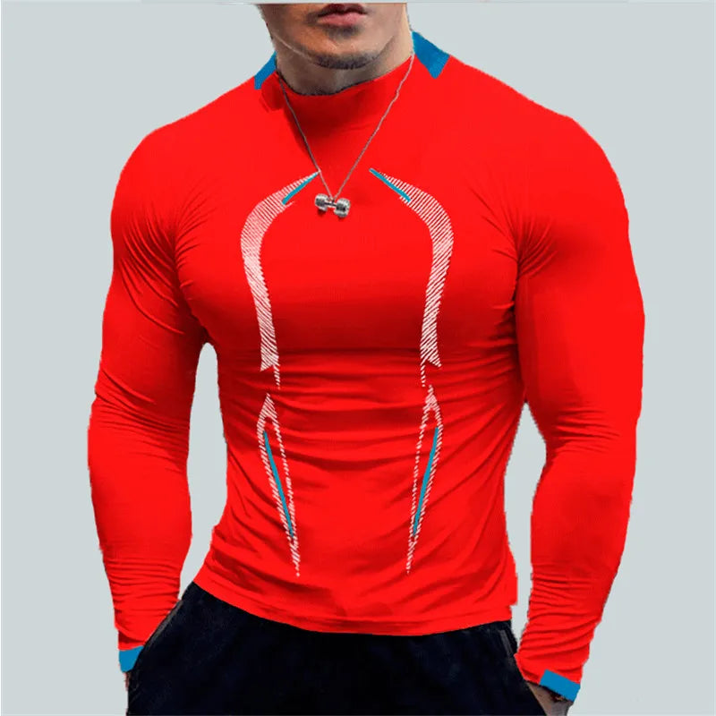 Camiseta Masculina de Manga Longa para Treino – Secagem Rápida e Compressão para Academia, Corrida e Fitness