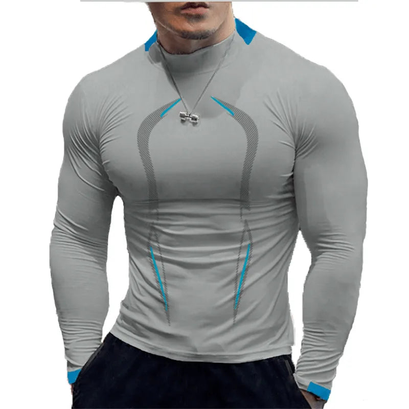 Camiseta Masculina de Manga Longa para Treino – Secagem Rápida e Compressão para Academia, Corrida e Fitness